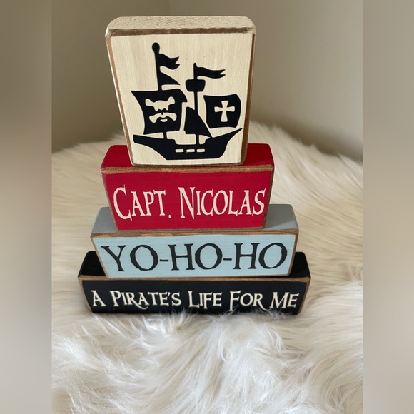 Yo-Ho-Ho A Pirates Life For Me Wooden Blocks - Picture 5 of 6